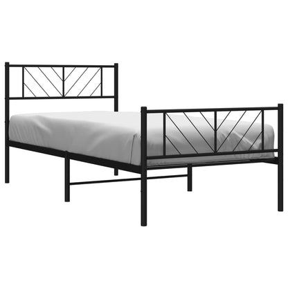 Giroletto con Testiera e Pediera Metallo Nero 90x190 cm | homemem39