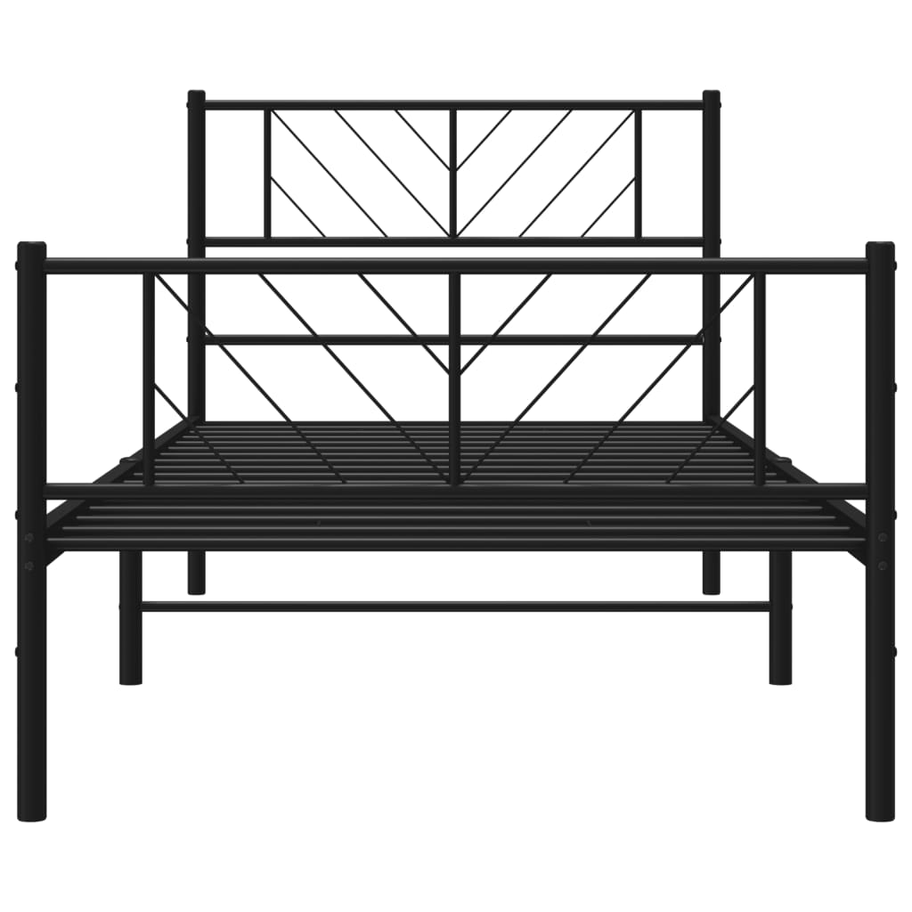 Giroletto con Testiera e Pediera Metallo Nero 90x190 cm | homemem39