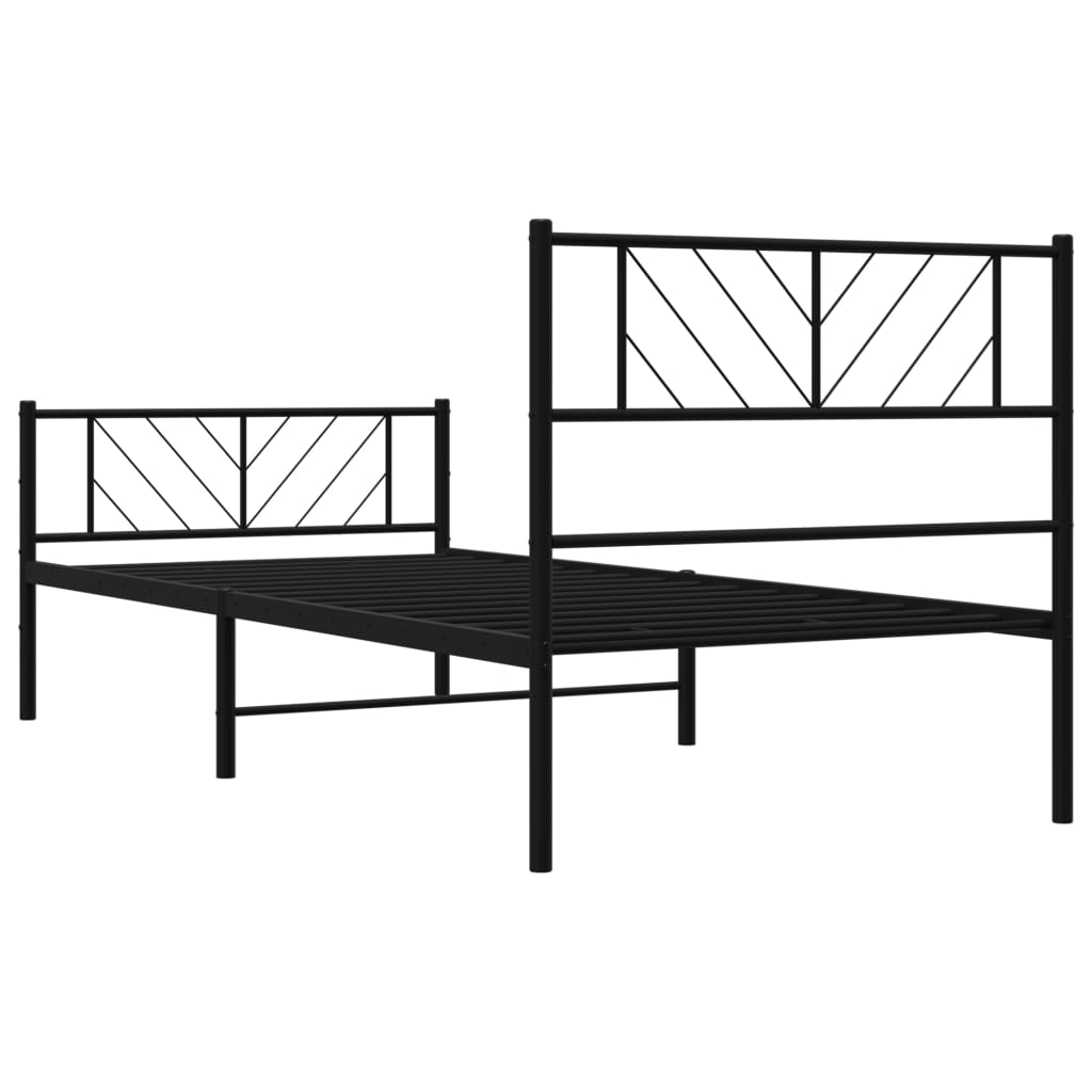 Giroletto con Testiera e Pediera Metallo Nero 90x190 cm | homemem39