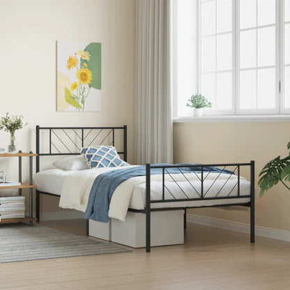 Giroletto con Testiera e Pediera Metallo Nero 90x190 cm | homemem39