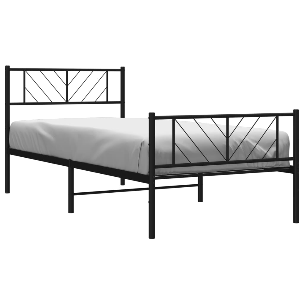 Giroletto con Testiera e Pediera Metallo Nero 107x203 cm | homemem39