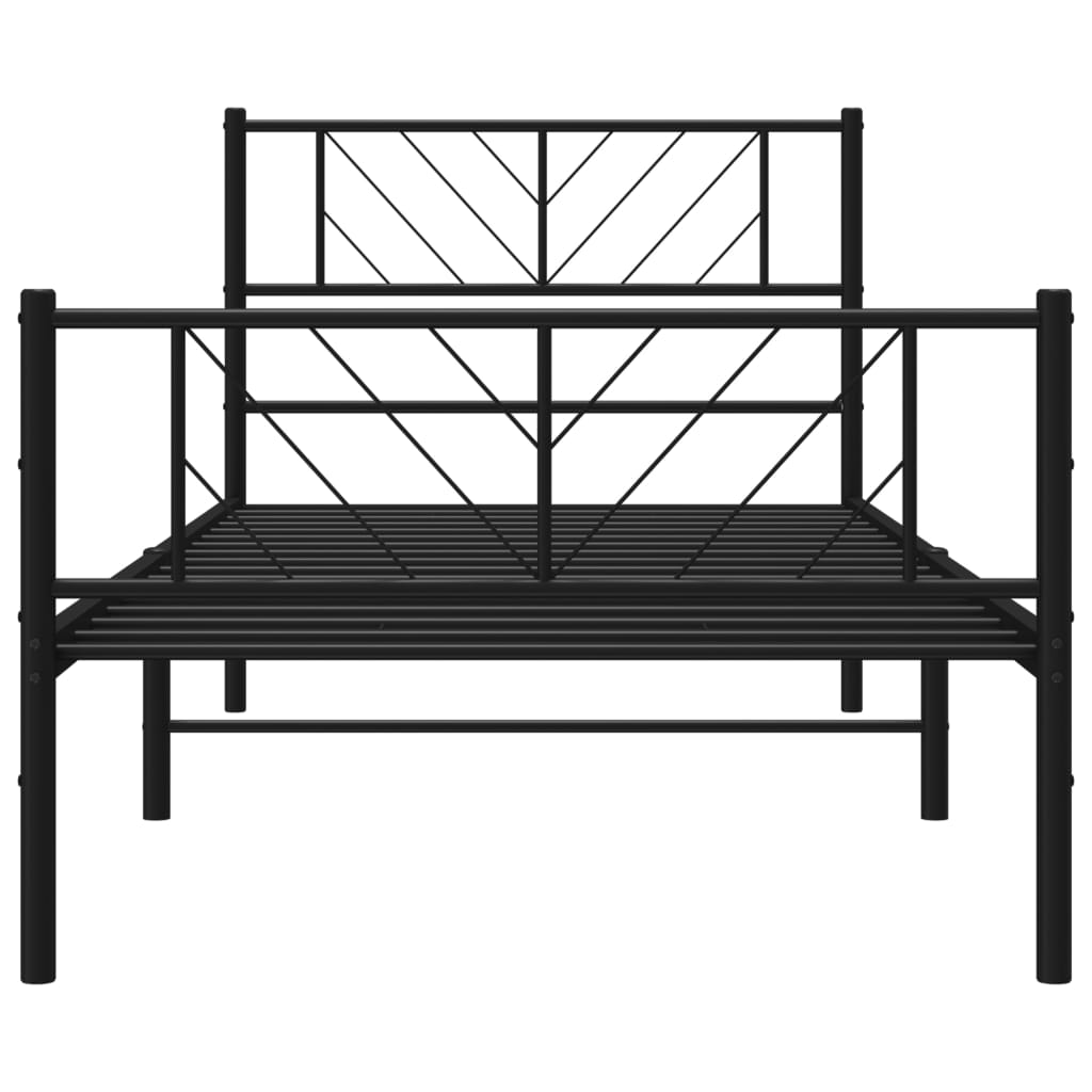 Giroletto con Testiera e Pediera Metallo Nero 107x203 cm | homemem39