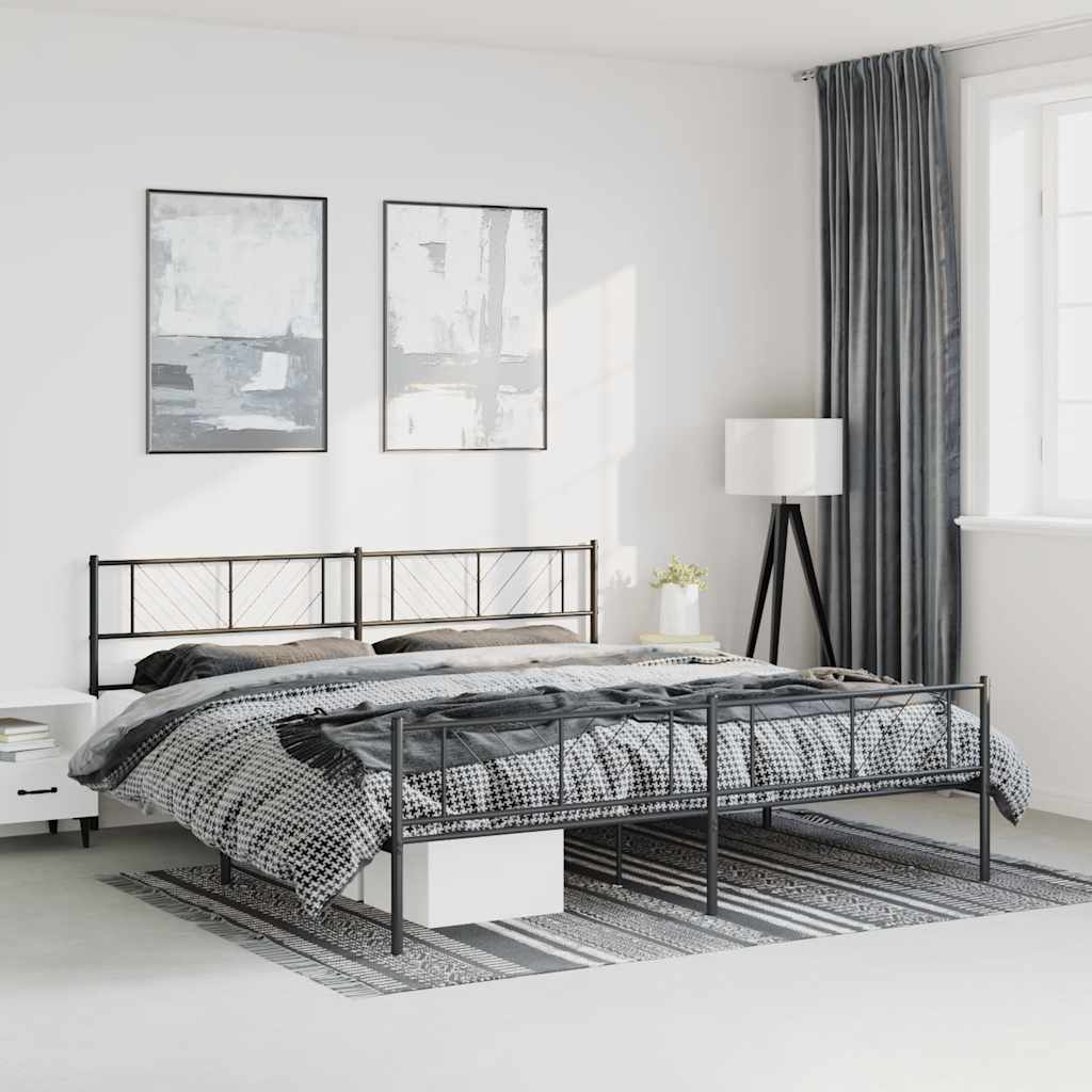 Giroletto con Testiera e Pediera Metallo Nero 183x213 cm | homemem39