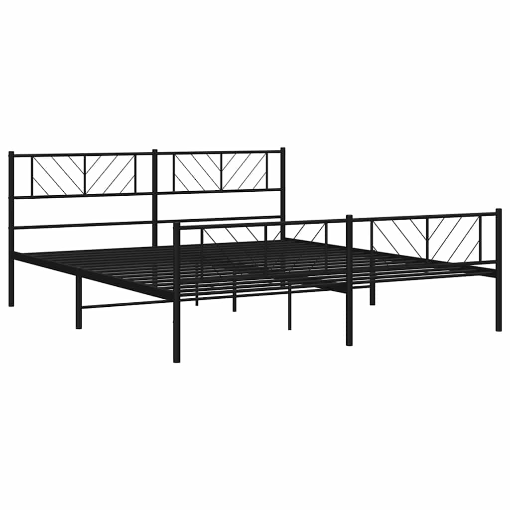 Giroletto con Testiera e Pediera Metallo Nero 183x213 cm | homemem39