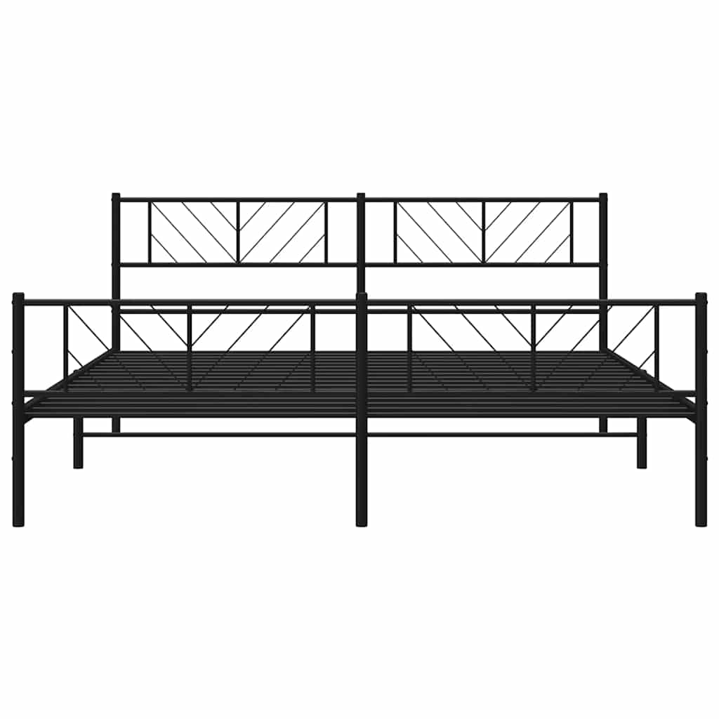 Giroletto con Testiera e Pediera Metallo Nero 183x213 cm | homemem39