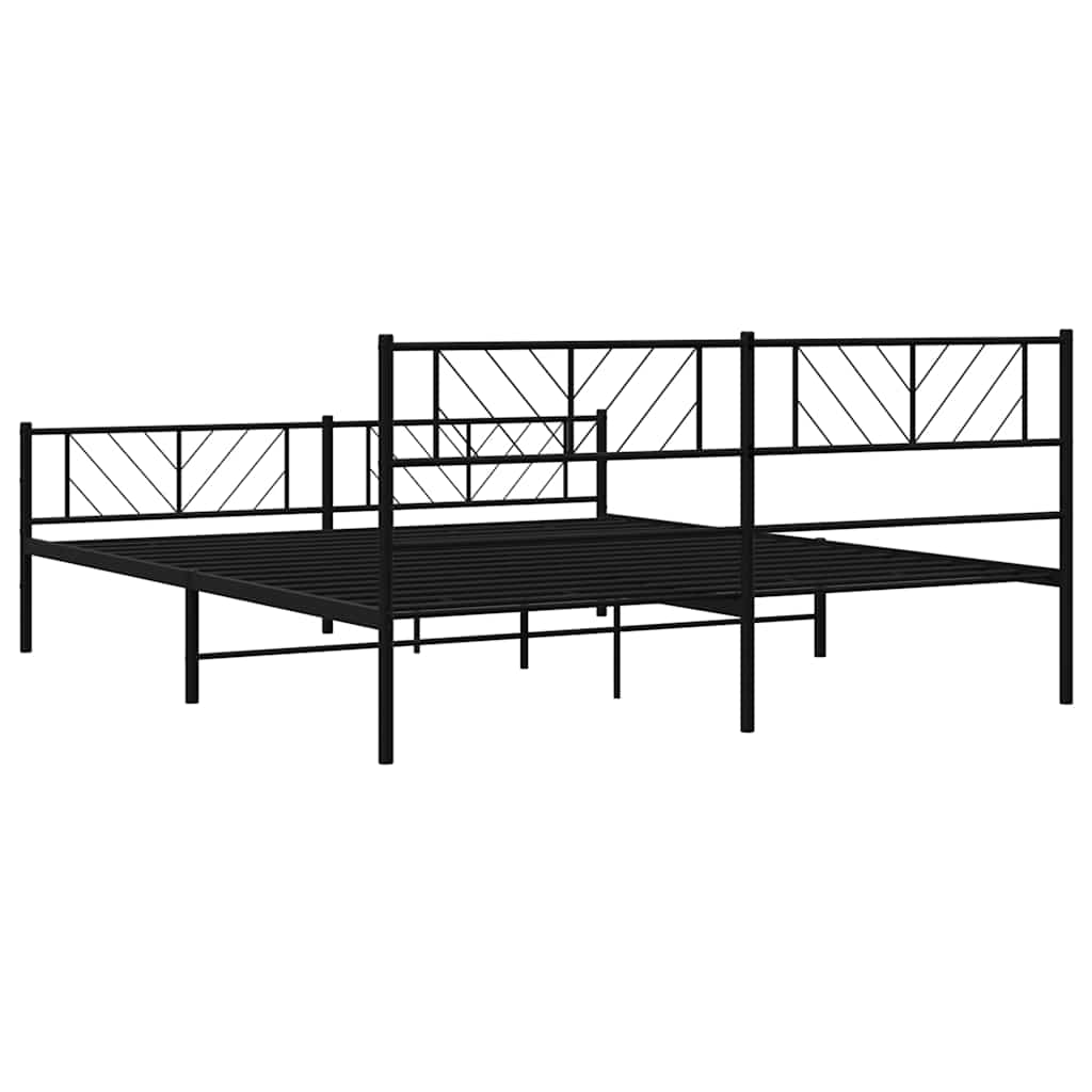 Giroletto con Testiera e Pediera Metallo Nero 183x213 cm | homemem39