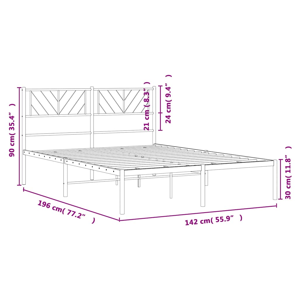 Giroletto con Testiera Metallo Bianco 135x190 cm | homemem39