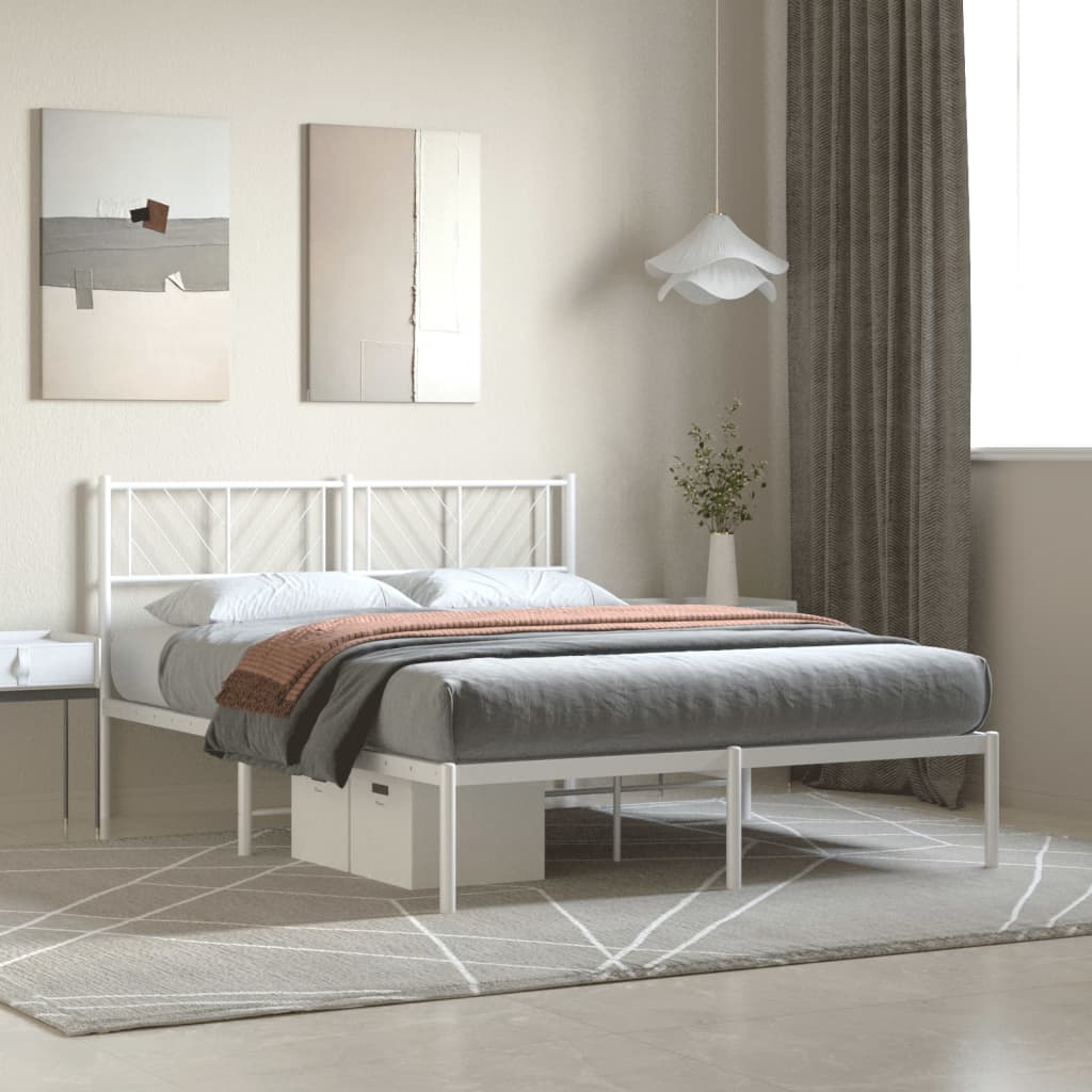 Giroletto con Testiera Metallo Bianco 140x200 cm | homemem39