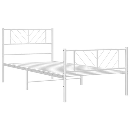 Giroletto con Testiera e Pediera Metallo Bianco 100x190 cm | homemem39