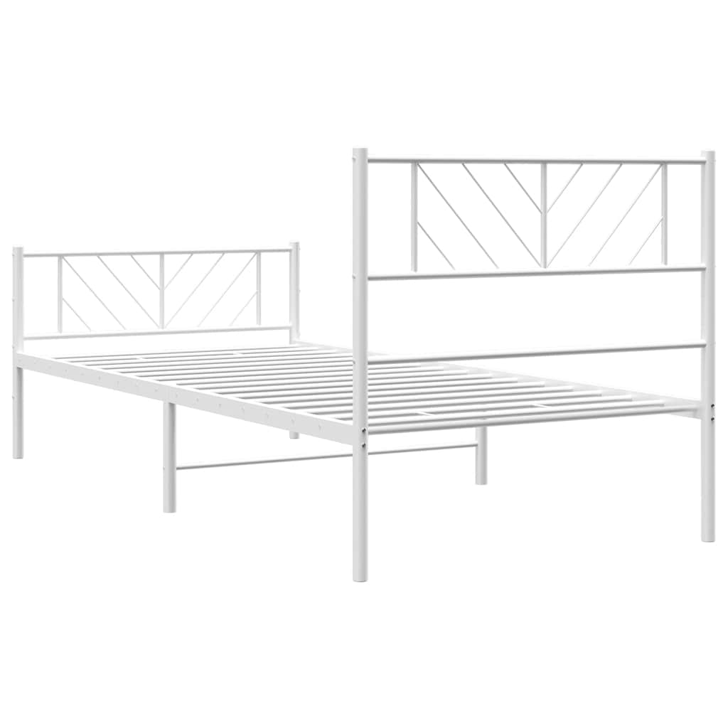 Giroletto con Testiera e Pediera Metallo Bianco 100x190 cm | homemem39