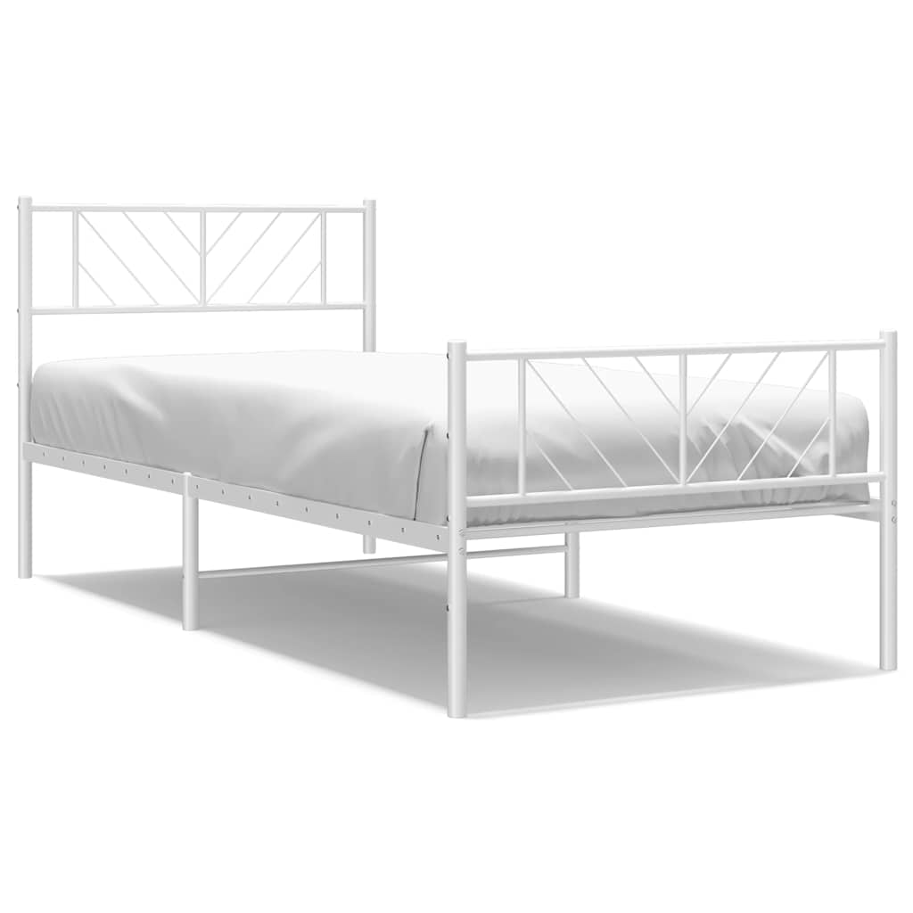Giroletto con Testiera e Pediera Metallo Bianco 100x200 cm | homemem39