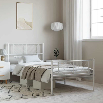 Giroletto con Testiera e Pediera Metallo Bianco 100x200 cm | homemem39