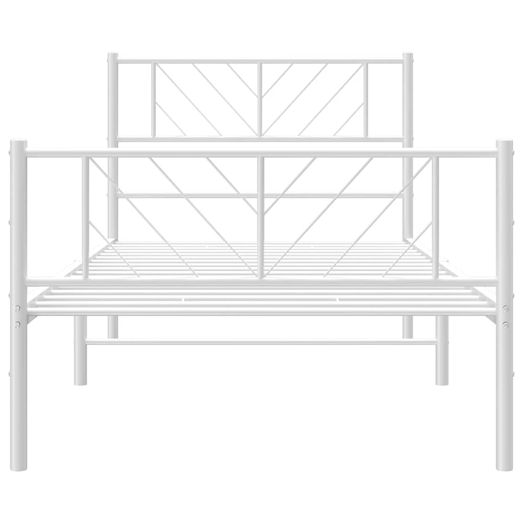 Giroletto con Testiera e Pediera Metallo Bianco 100x200 cm | homemem39