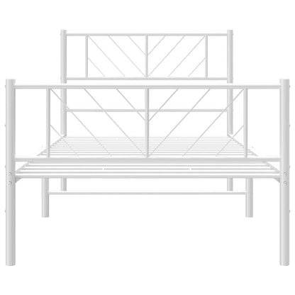 Giroletto con Testiera e Pediera Metallo Bianco 100x200 cm | homemem39