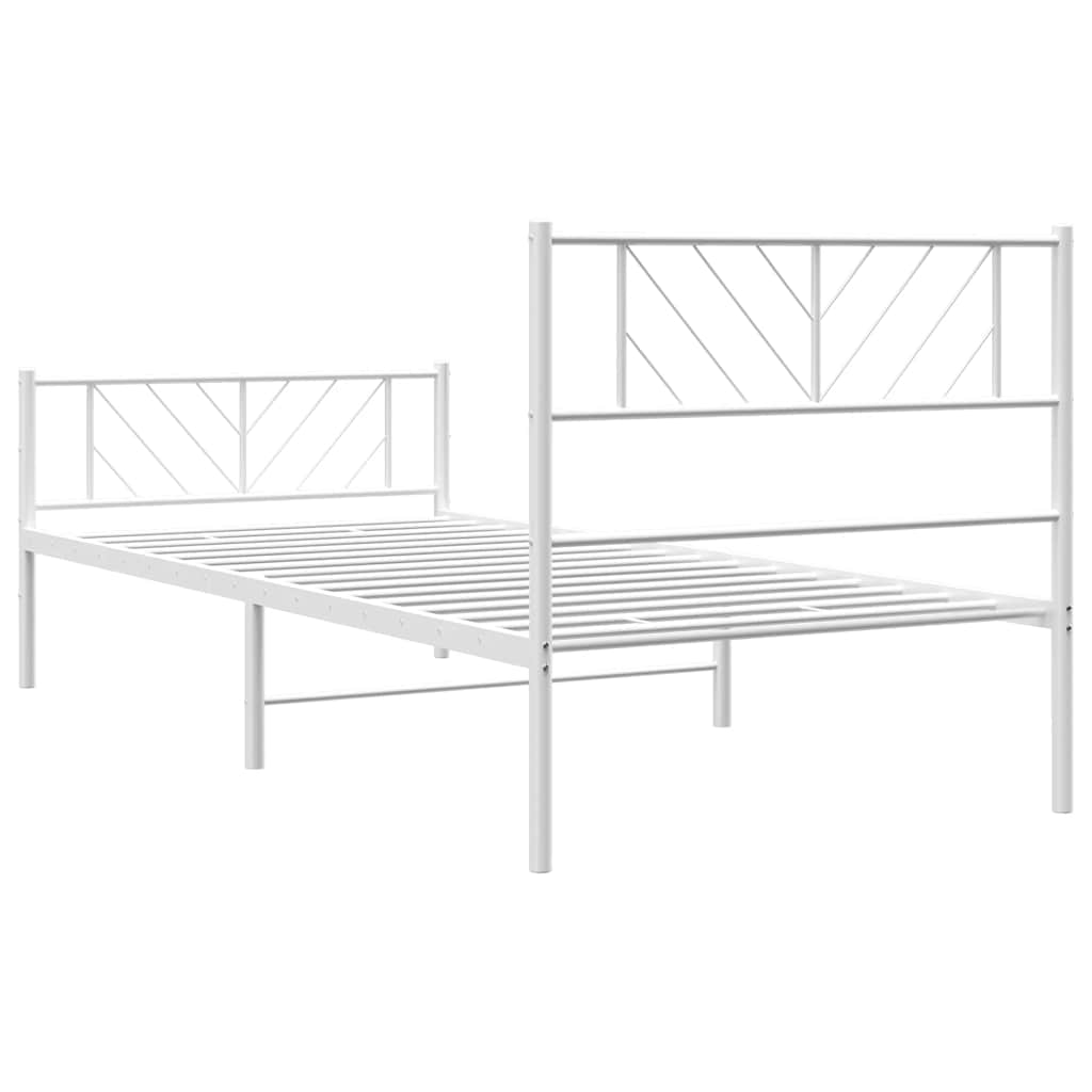 Giroletto con Testiera e Pediera Metallo Bianco 100x200 cm | homemem39