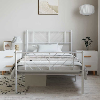 Giroletto con Testiera e Pediera Metallo Bianco 100x200 cm | homemem39