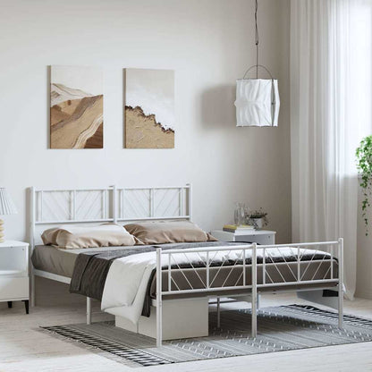 Giroletto con Testiera e Pediera Metallo Bianco 150x200 cm | homemem39