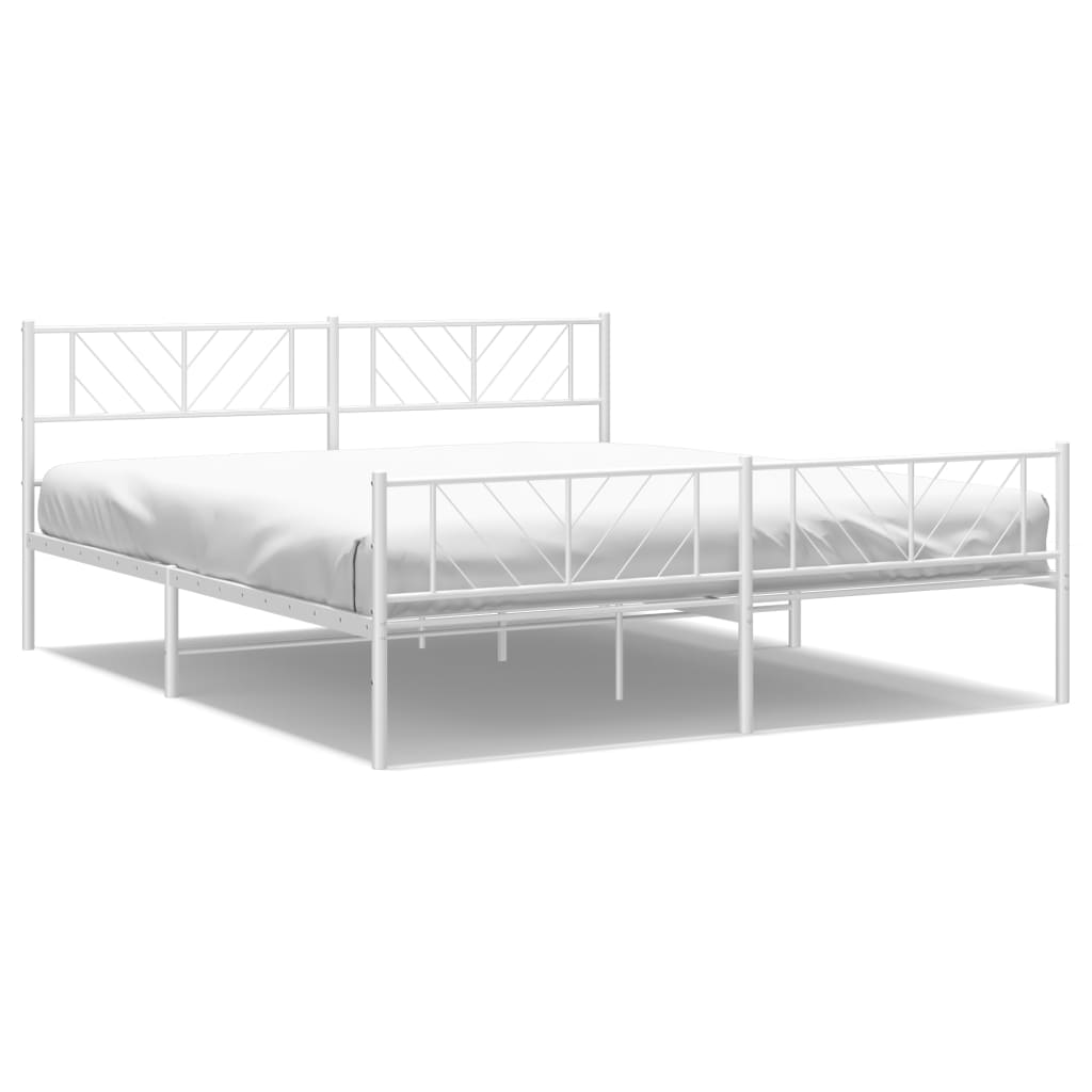 Giroletto con Testiera e Pediera Metallo Bianco 180x200 cm | homemem39