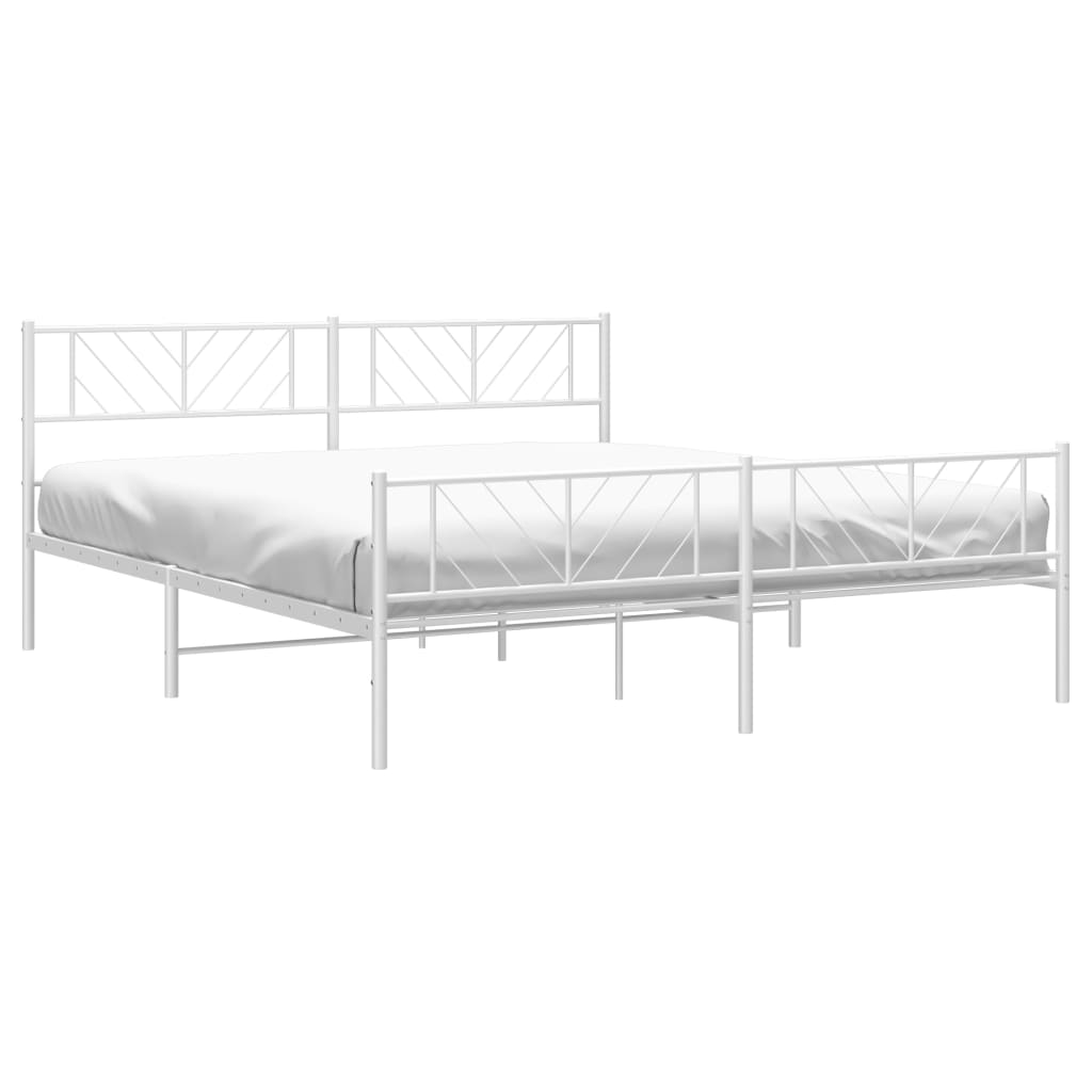 Giroletto con Testiera e Pediera Metallo Bianco 180x200 cm | homemem39