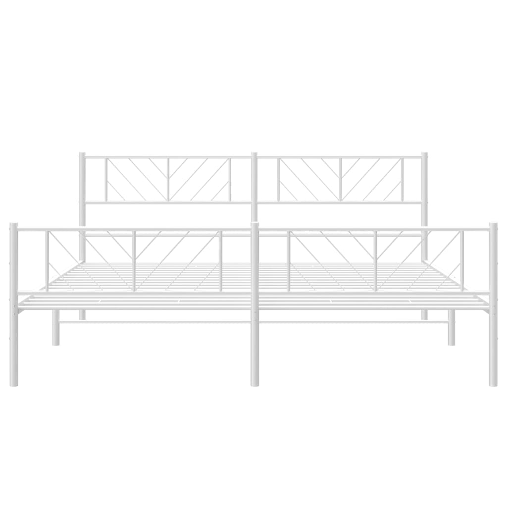 Giroletto con Testiera e Pediera Metallo Bianco 180x200 cm | homemem39