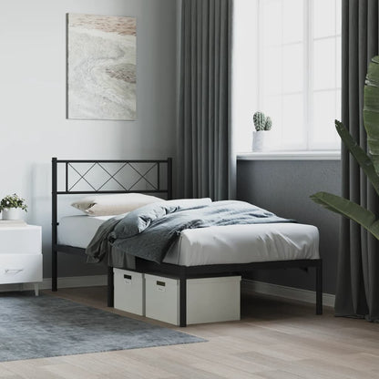 Giroletto con Testiera in Metallo Nero 90x190 cm | homemem39