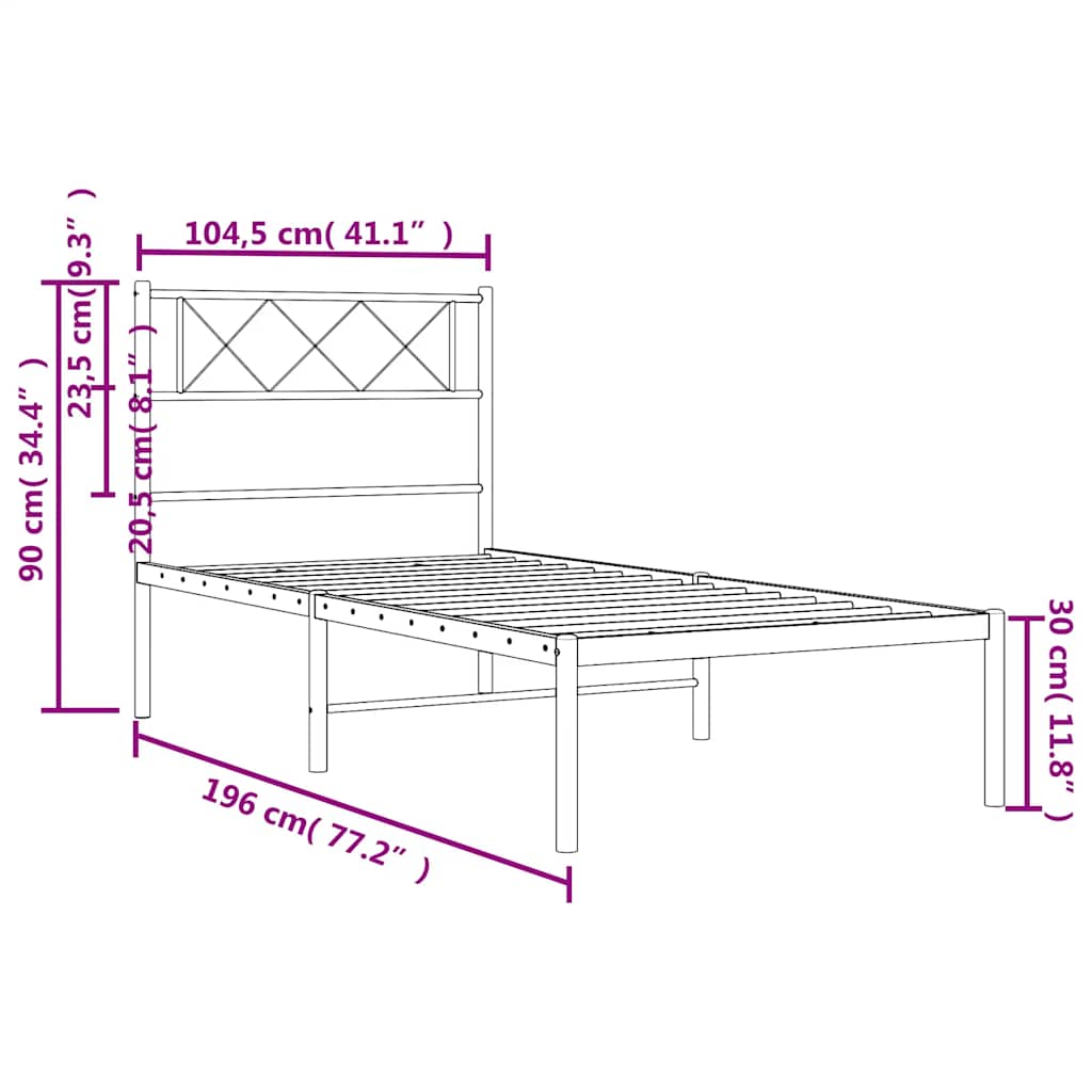 Giroletto con Testiera in Metallo Nero 100x190 cm | homemem39