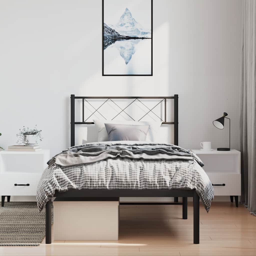Giroletto con Testiera in Metallo Nero 100x190 cm | homemem39