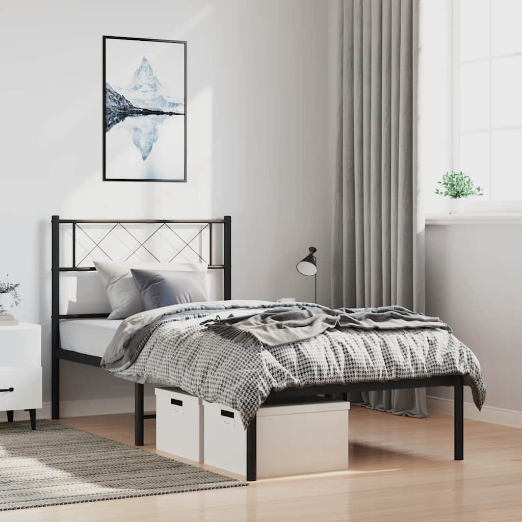 Giroletto con Testiera Metallo Nero 100x200 cm | homemem39