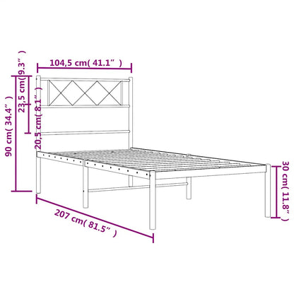 Giroletto con Testiera Metallo Nero 100x200 cm | homemem39