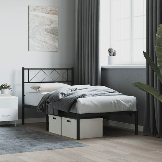 Giroletto con Testiera in Metallo Nero 107x203 cm | homemem39