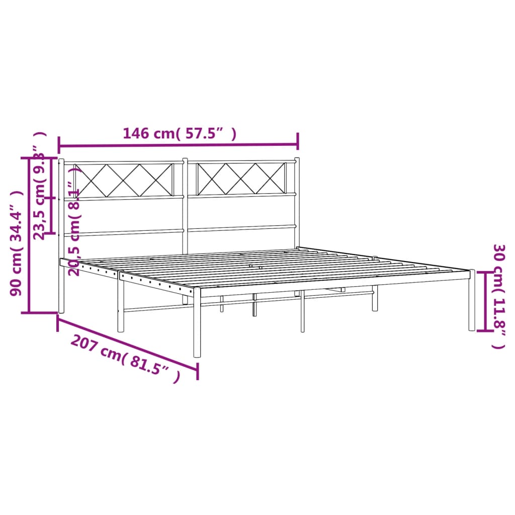 Giroletto con Testiera in Metallo Nero 140x200 cm | homemem39