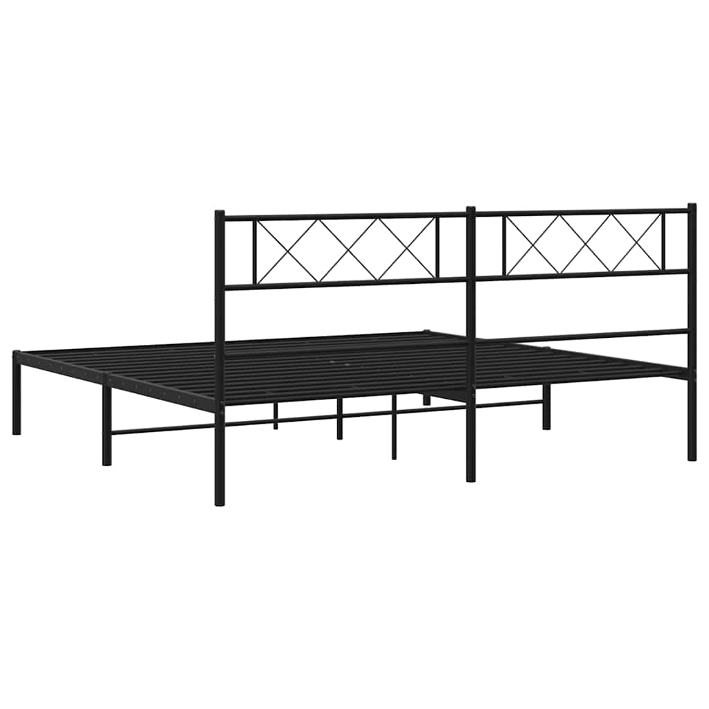 Giroletto con Testiera in Metallo Nero 193x203 cm | homemem39