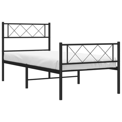 Giroletto con Testiera e Pediera Metallo Nero 90x190 cm | homemem39