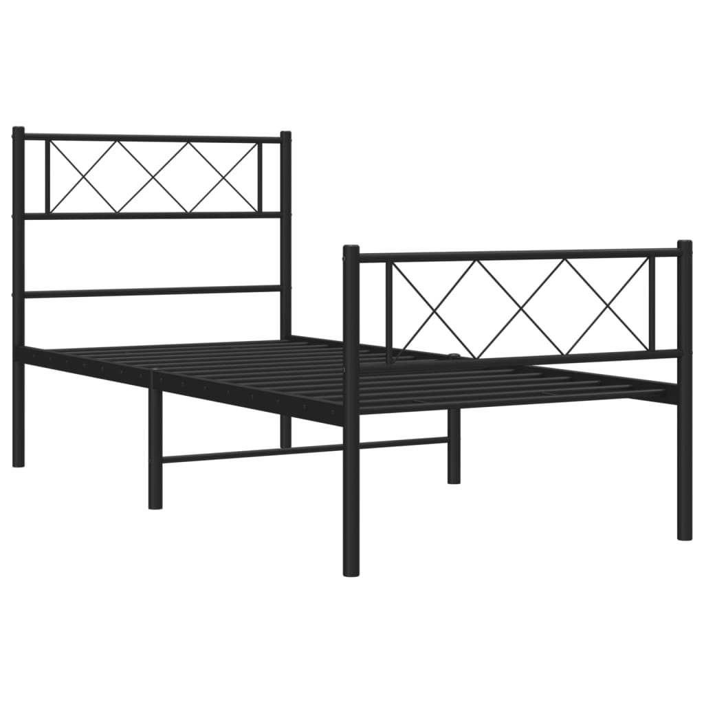 Giroletto con Testiera e Pediera Metallo Nero 90x190 cm | homemem39