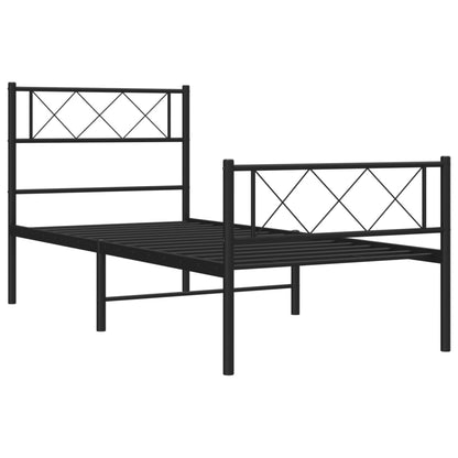 Giroletto con Testiera e Pediera Metallo Nero 90x190 cm | homemem39