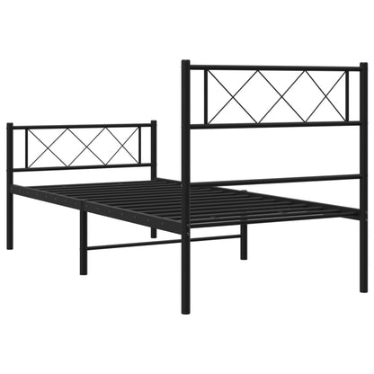 Giroletto con Testiera e Pediera Metallo Nero 90x200 cm | homemem39