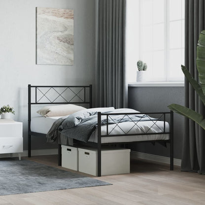 Giroletto con Testiera e Pediera Metallo Nero 90x200 cm | homemem39