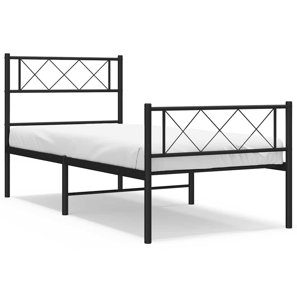 Giroletto con Testiera e Pediera Metallo Nero 100x190 cm | homemem39