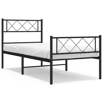 Giroletto con Testiera e Pediera Metallo Nero 100x190 cm | homemem39