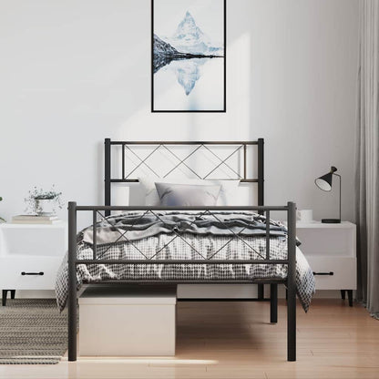 Giroletto con Testiera e Pediera Metallo Nero 100x190 cm | homemem39