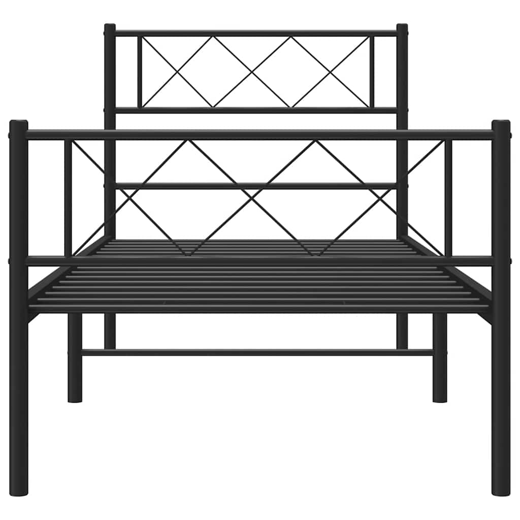 Giroletto con Testiera e Pediera Metallo Nero 100x190 cm | homemem39