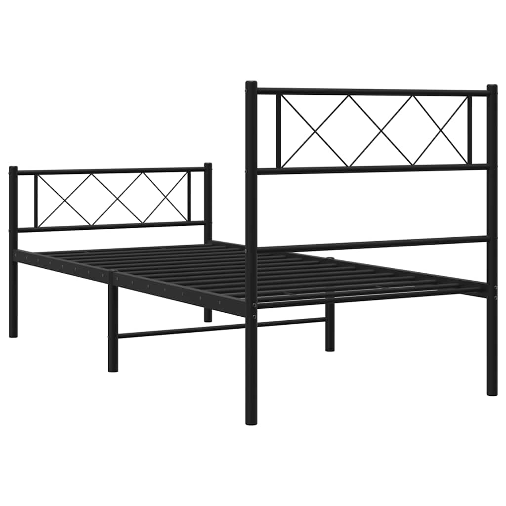 Giroletto con Testiera e Pediera Metallo Nero 100x190 cm | homemem39