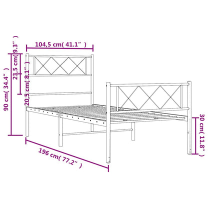 Giroletto con Testiera e Pediera Metallo Nero 100x190 cm | homemem39