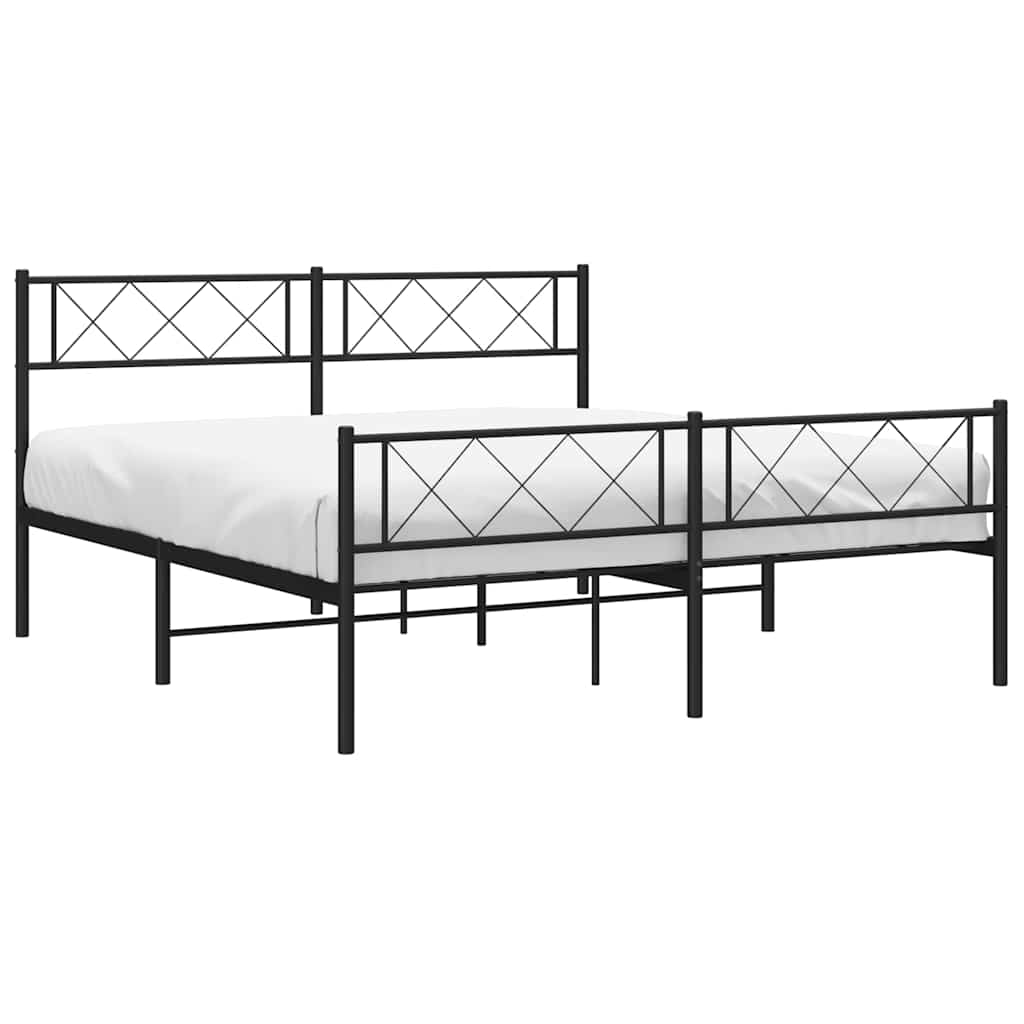 Giroletto con Testiera e Pediera Metallo Nero 120x190 cm | homemem39