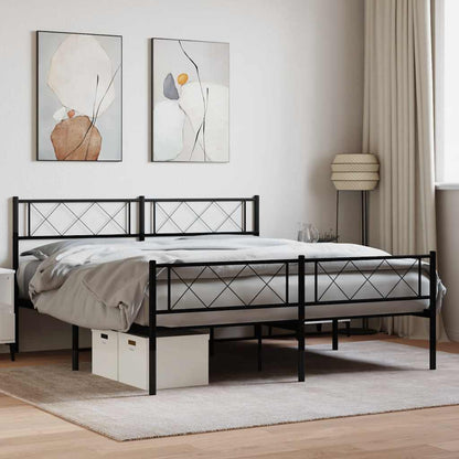 Giroletto con Testiera e Pediera Metallo Nero 120x190 cm | homemem39