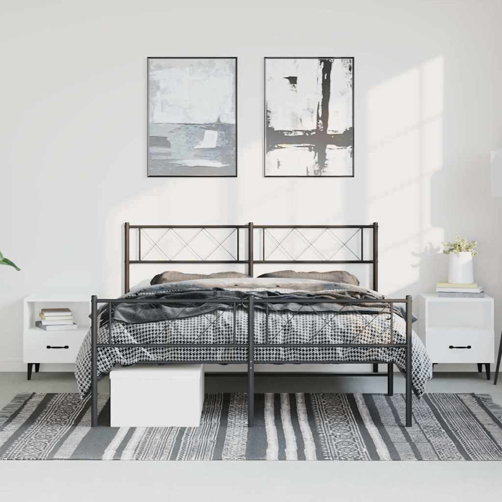 Giroletto con Testiera e Pediera Metallo Nero 135x190 cm | homemem39
