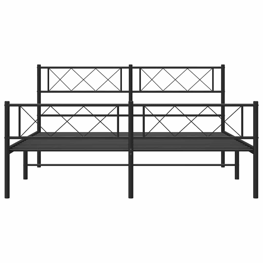 Giroletto con Testiera e Pediera Metallo Nero 135x190 cm | homemem39