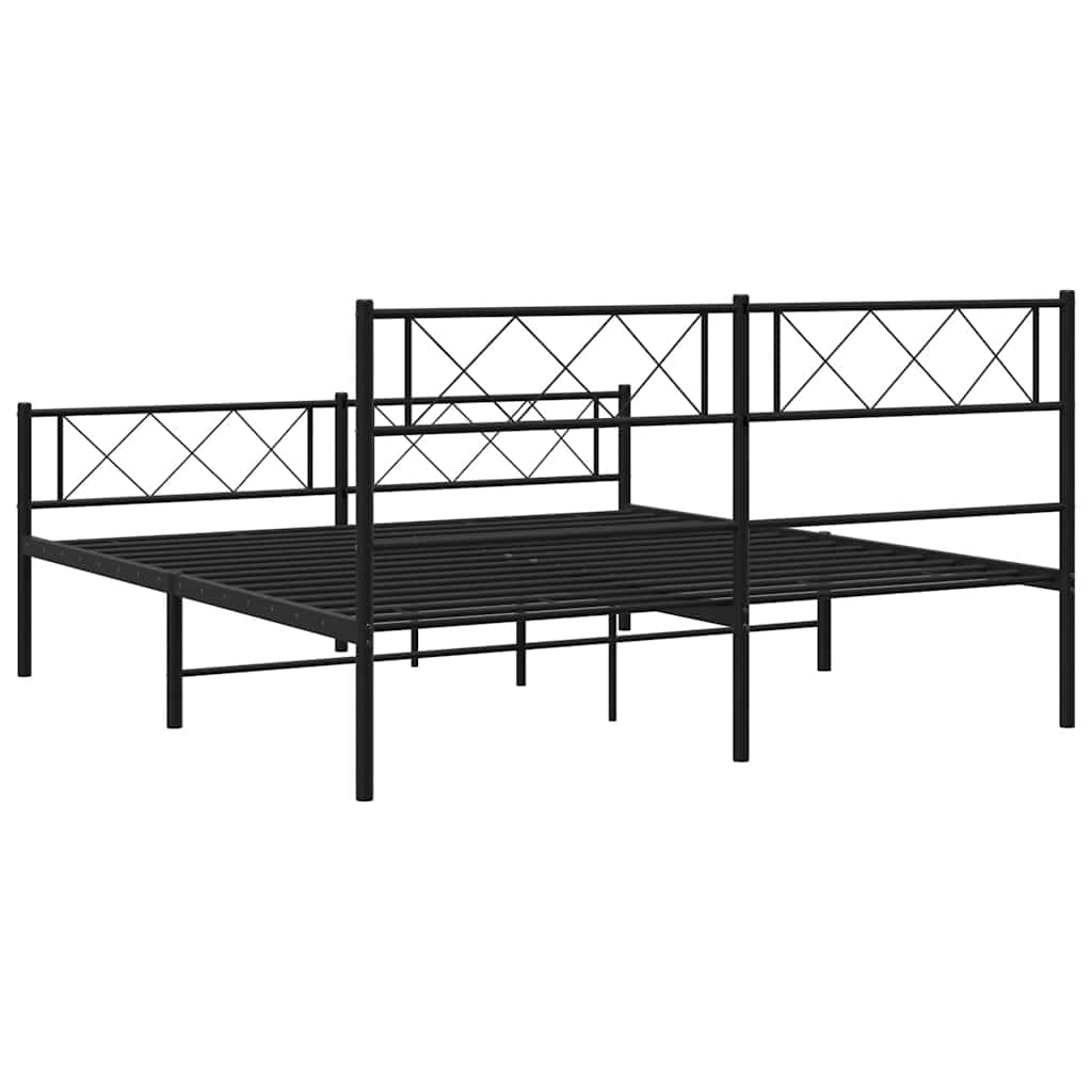 Giroletto con Testiera e Pediera Metallo Nero 135x190 cm | homemem39