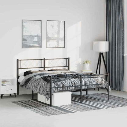Giroletto con Testiera e Pediera Metallo Nero 135x190 cm | homemem39