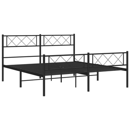 Giroletto con Testiera e Pediera Metallo Nero 140x190 cm | homemem39